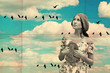 Foto: collage with woman and birds collage with woman and birds