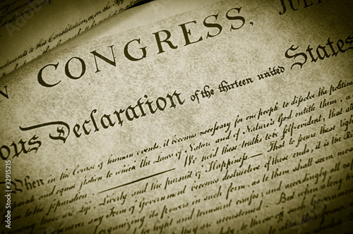 Photo: Replica of the U.S. Declaration of Independence, closeup Replica of the U.S. Declaration of Independence, closeup