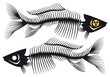 dead fishes with nuclear symbol, vector