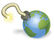 Time bomb in shape of  world globe concept