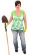 Photo: Forty-Five Year Old Woman with Shovel and Garden Gloves Forty-Five Year Old Woman with Shovel and Garden Gloves