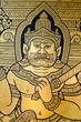 Ancient Thai style art painting on wall in Buddha Temple