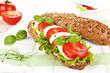 Baguette with tomato and mozzarella. Baguette with tomato and mozzarella.