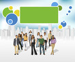 Template  of business people with city landscape