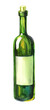 Watercolour illustration of green wine bottle