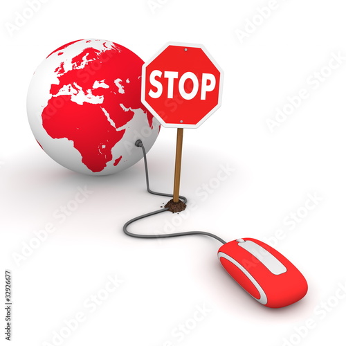 Illustration: Surfing the Web in Red - Blocked by a Stop sign Surfing the Web in Red - Blocked by a Stop sign