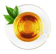 Photo: Cup with tea and green leaf Cup with tea and green leaf