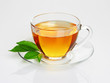 Photo: Cup with tea and green leaf Cup with tea and green leaf