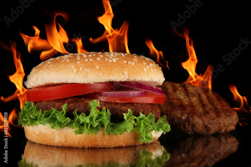 Foto: Tasty spicy hamburger Tasty spicy hamburger