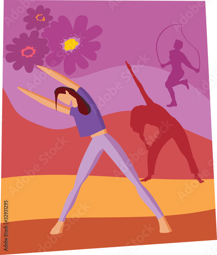 Illustration: People doing yoga People doing yoga