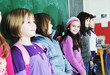 happy children group in school