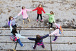school girls running away
