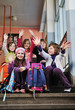 happy children group in school