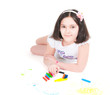 The girl lying draws white background