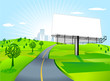 Landschaft mit Werbeplakat
