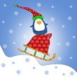Pinguin pe sanie