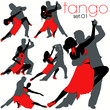 Tango dancers silhouettes set Tango dancers silhouettes set