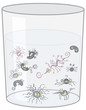 A glass with a multitude of germs.