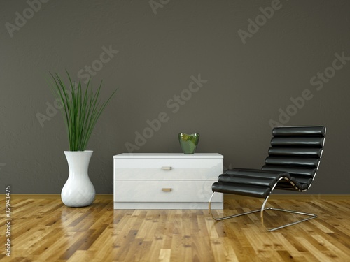 Illustration: Wohndesign - schwarzer Ledersessel Wohndesign - schwarzer Ledersessel