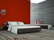 Wohndesign - rotes Schlafzimmer