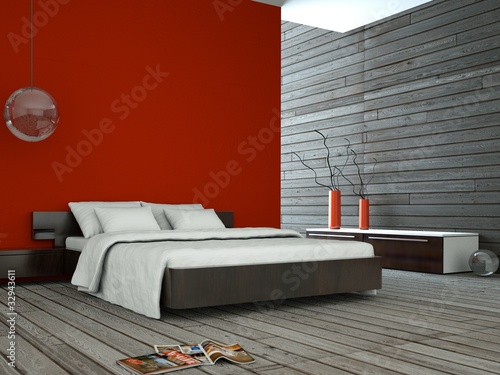Ilustración: Wohndesign - rotes Schlafzimmer Wohndesign - rotes Schlafzimmer