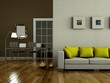 Modernes Wohnzimmer braun grün