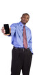 Black Businessman Holding a Cell Phone Black Businessman Holding a Cell Phone