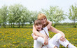 girl with mother in spring park