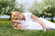 girl with mother in spring park