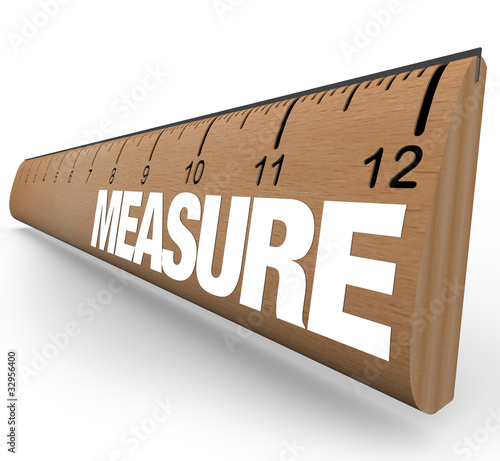 Illustration: Ruler - Measure Word with Measurements on Stick Ruler - Measure Word with Measurements on Stick