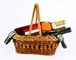 Wine in basket side view Wine in basket side view