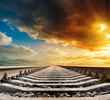 railway to horizon under sunset railway to horizon under sunset