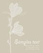 Card with stylized magnolia retro