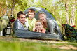 Tourists in tent