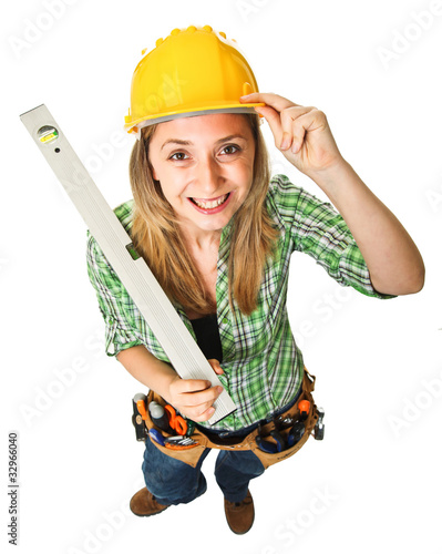 Photo: woman with spirit level woman with spirit level