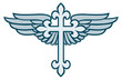 vector illustration of christian cross with wing
