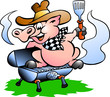 Pig sitting on a BBQ barrel Pig sitting on a BBQ barrel