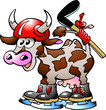 Cow Cow Playing Hockey Sport Cow Cow Playing Hockey Sport