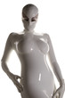 White and Shiny Latex Rubber Catsuit with Mask