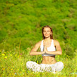 Healthy female doing yoga Healthy female doing yoga