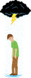 Sad guy beneath a rain cloud.
