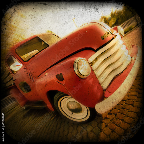 Photo: Retro Textured Pickup Truck Retro Textured Pickup Truck