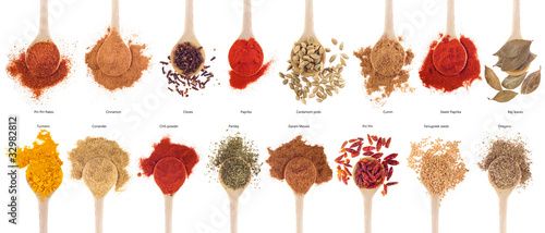 Photo: Spices collection on spoons Spices collection on spoons