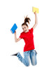 Girl jumping, running isolated on white background Girl jumping, running isolated on white background