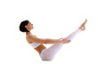 Young woman training yoga - fish pose isolated