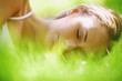 woman sleep on grass