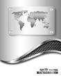 Abstract metallic business background with world map