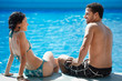 young couple doing honeymoon in resort