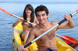 Couple kayaking