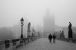 Prague - Charles bridge in the morning fog Prague - Charles bridge in the morning fog